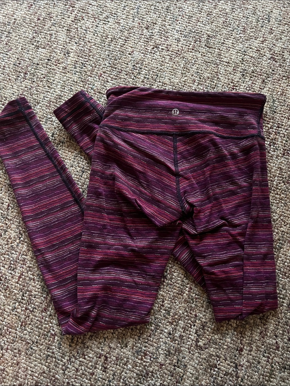 Lululemon Womens Wunder Under High Rise Cyber Stripe Pink Leggings SZ 4